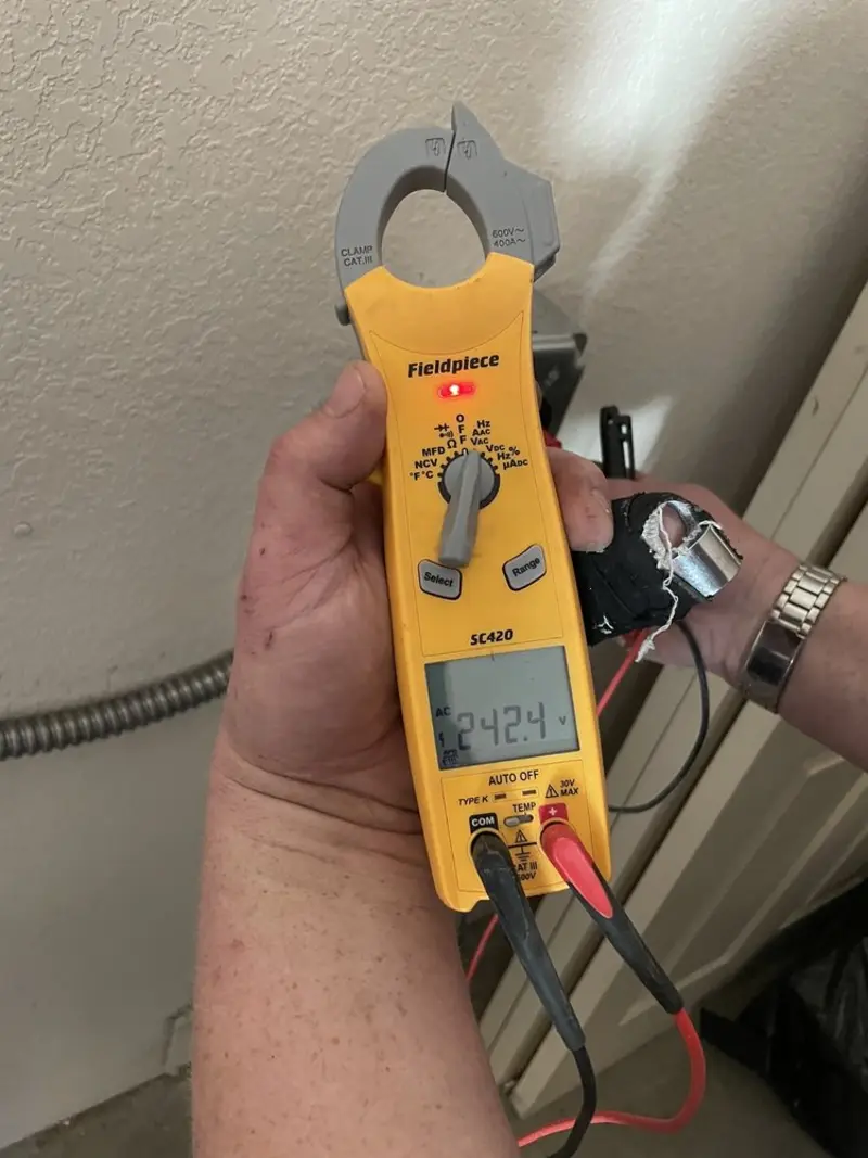 Voltage testing with clamp meter during Generator Installation in Buckingham